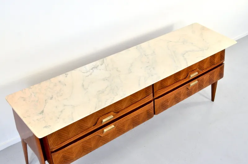 Online Pamono Italian Carrara Marble and Brass Sideboard, 1960s