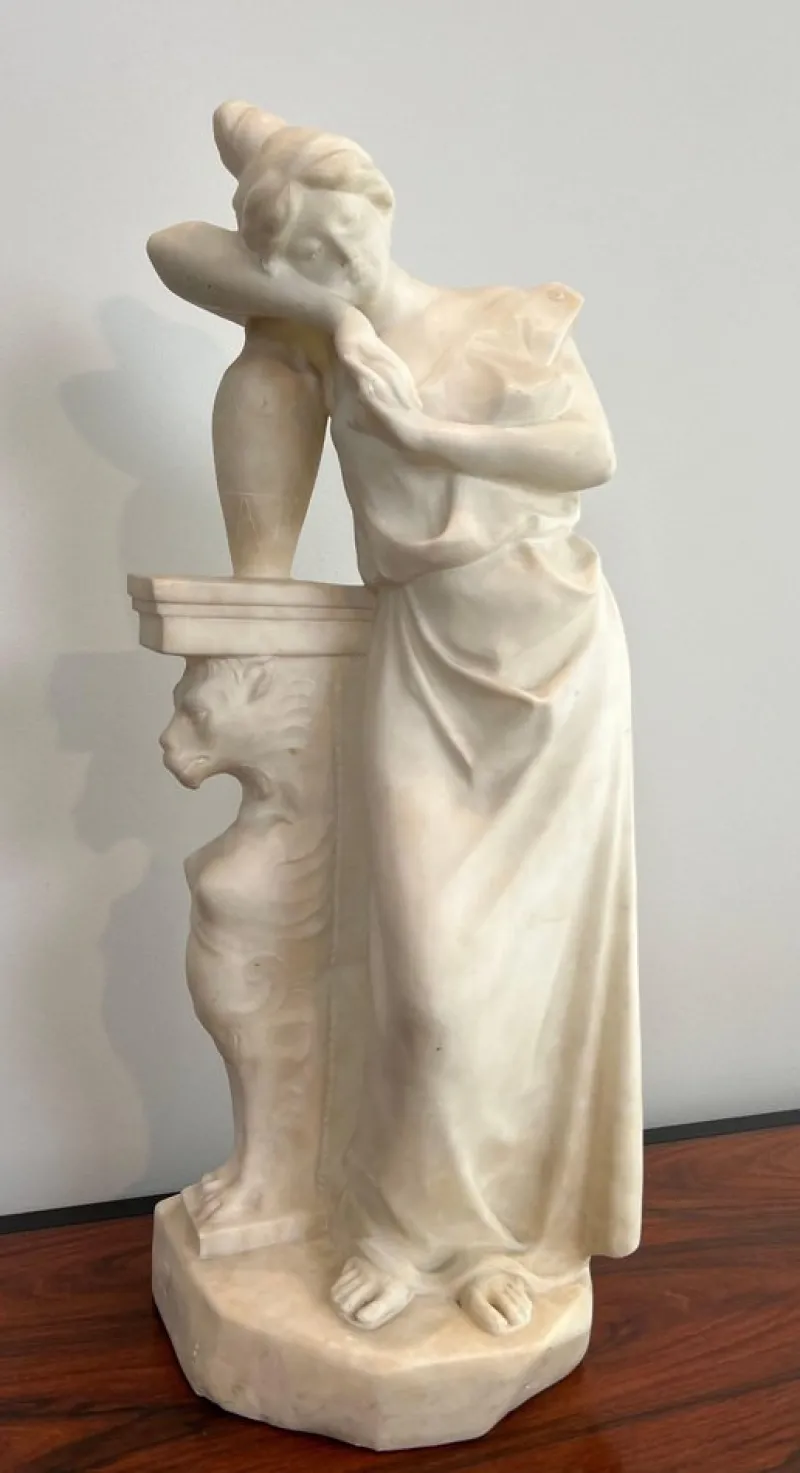 Outlet Pamono Italian Carrara Marble Sculpture of a Romantic Young Girl by Dante Zoi, Florence, 19th Century