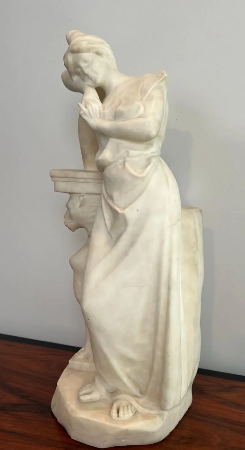 Outlet Pamono Italian Carrara Marble Sculpture of a Romantic Young Girl by Dante Zoi, Florence, 19th Century