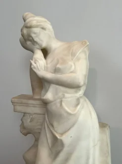 Outlet Pamono Italian Carrara Marble Sculpture of a Romantic Young Girl by Dante Zoi, Florence, 19th Century