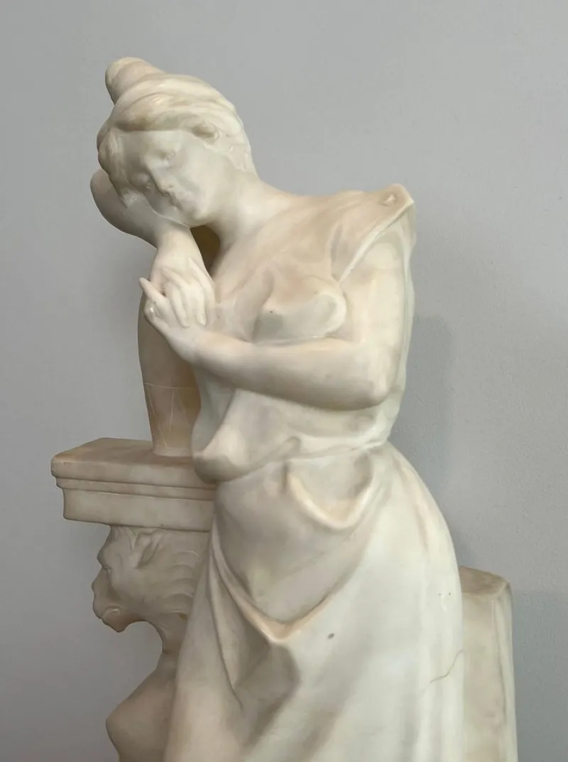 Outlet Pamono Italian Carrara Marble Sculpture of a Romantic Young Girl by Dante Zoi, Florence, 19th Century