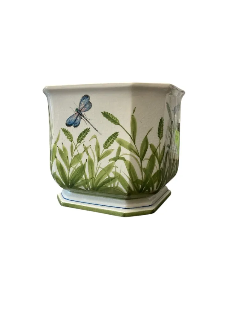Pamono Italian Ceramic Cachepot Planter with Dragonfly Design> Planters And Jardiniere