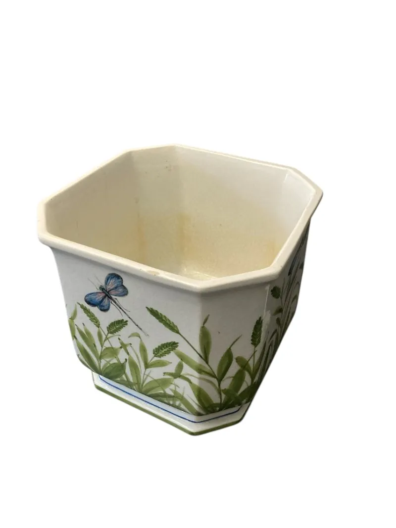 Pamono Italian Ceramic Cachepot Planter with Dragonfly Design> Planters And Jardiniere