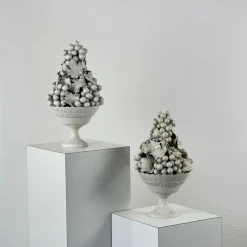Pamono Italian Ceramic Fruit Topiary Sculptures attributed to Ceramica Nove, 1950s, Set of 2><noscript><img width=
