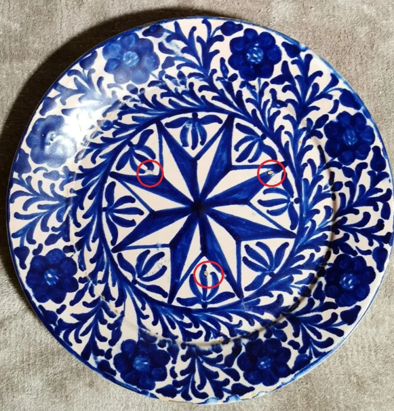 Pamono Italian Ceramic Plates with Cobalt Blue Decorations, Deruta, 1950s, Set of 5> Dinner Plates & Bowls