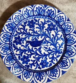 Pamono Italian Ceramic Plates with Cobalt Blue Decorations, Deruta, 1950s, Set of 5><noscript><img width=