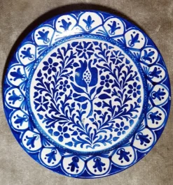 Pamono Italian Ceramic Plates with Cobalt Blue Decorations, Deruta, 1950s, Set of 5><noscript><img width=