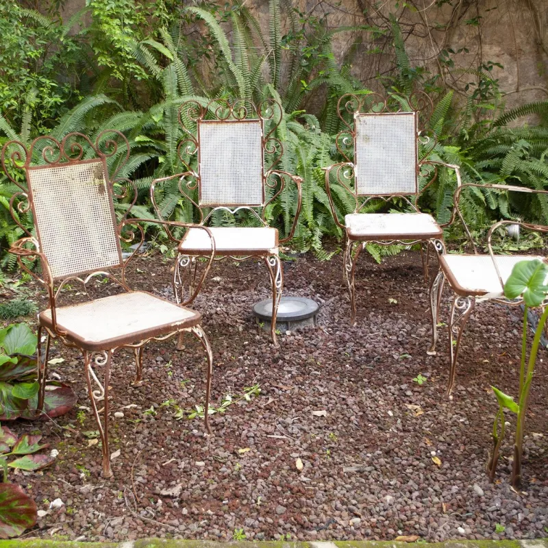 Online Pamono Italian Chairs in Wrought Iron, 1950s, Set of 4
