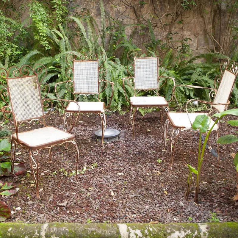 Online Pamono Italian Chairs in Wrought Iron, 1950s, Set of 4