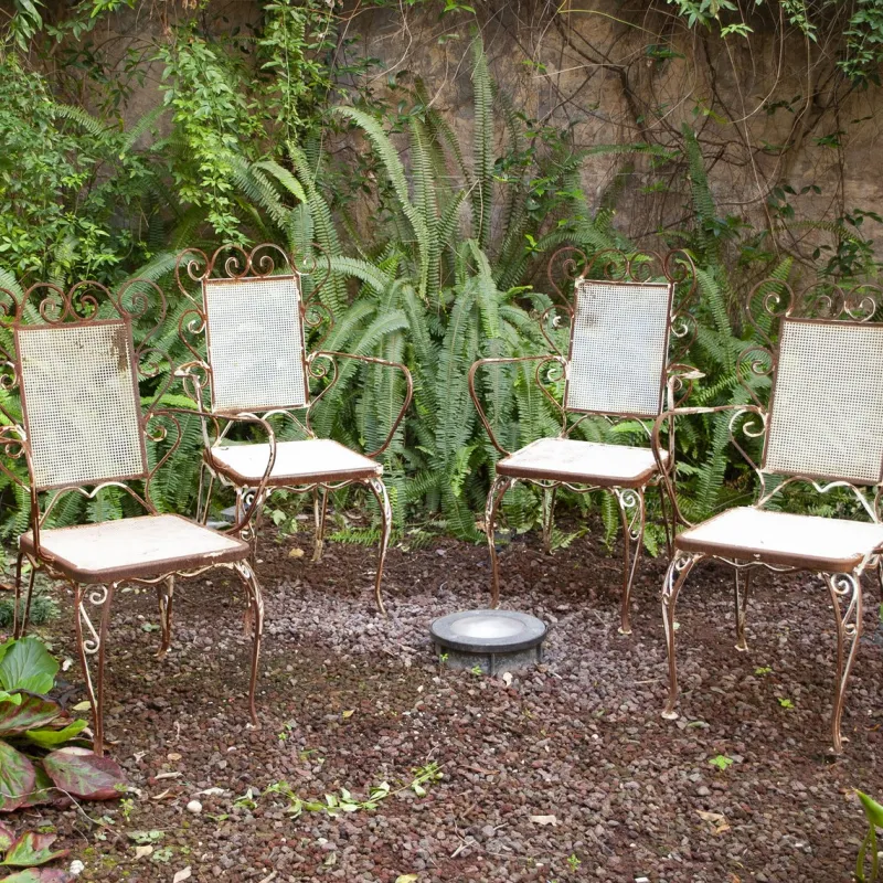 Online Pamono Italian Chairs in Wrought Iron, 1950s, Set of 4