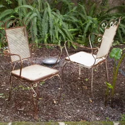 Online Pamono Italian Chairs in Wrought Iron, 1950s, Set of 4