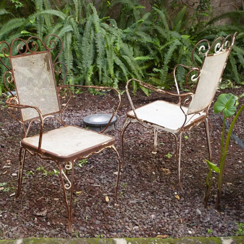Online Pamono Italian Chairs in Wrought Iron, 1950s, Set of 4