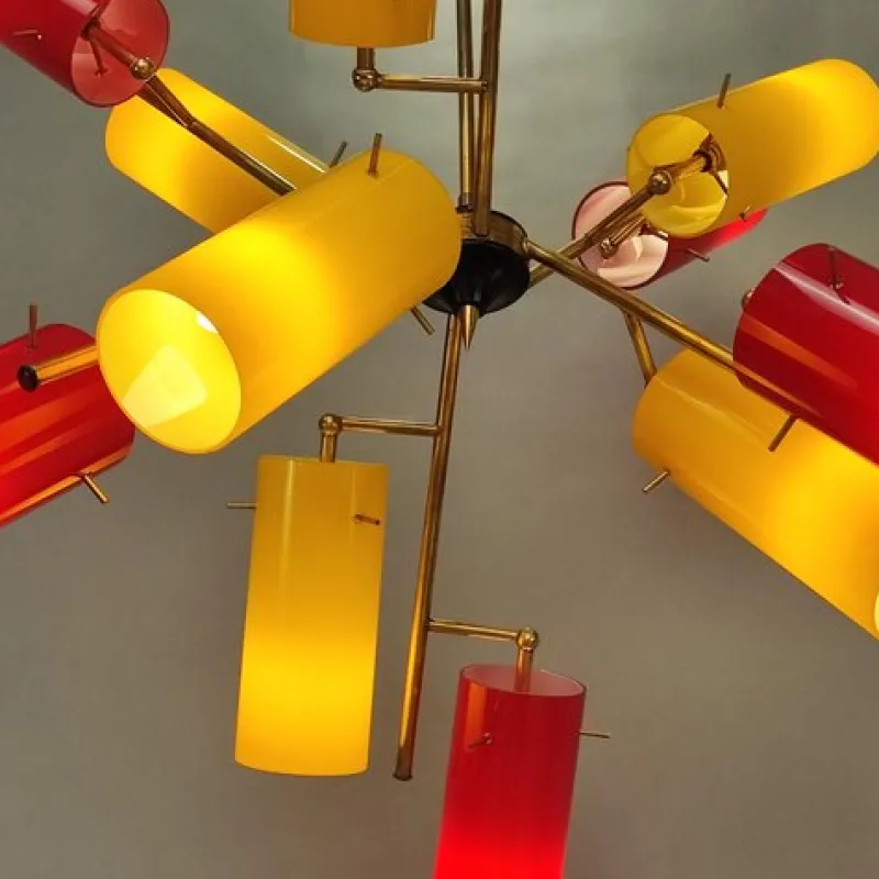 Pamono Italian Chandelier from Stilnovo, 1950s> Ceiling Lights