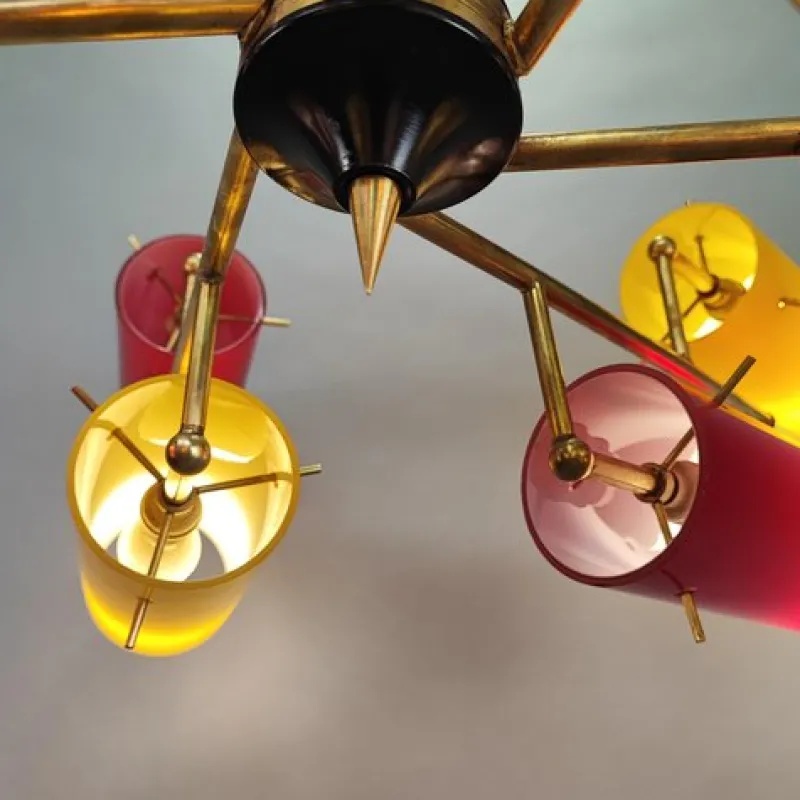 Pamono Italian Chandelier from Stilnovo, 1950s> Ceiling Lights
