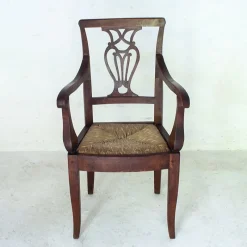 Best Pamono Italian Children's Chair in Wood with Rush Weave, 1900
