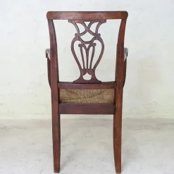 Best Pamono Italian Children's Chair in Wood with Rush Weave, 1900
