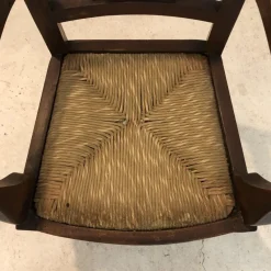 Best Pamono Italian Children's Chair in Wood with Rush Weave, 1900