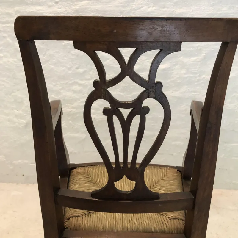 Best Pamono Italian Children's Chair in Wood with Rush Weave, 1900