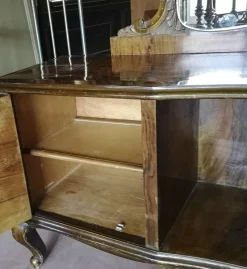 New Pamono Italian Chippendale Walnut Burl & Veneer Dressing Table, 1940s