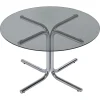 Pamono Italian Chrome and Smoked Glass Round Coffee Table in the style of Giotto Stoppino, 1970s> Coffee & Side Tables