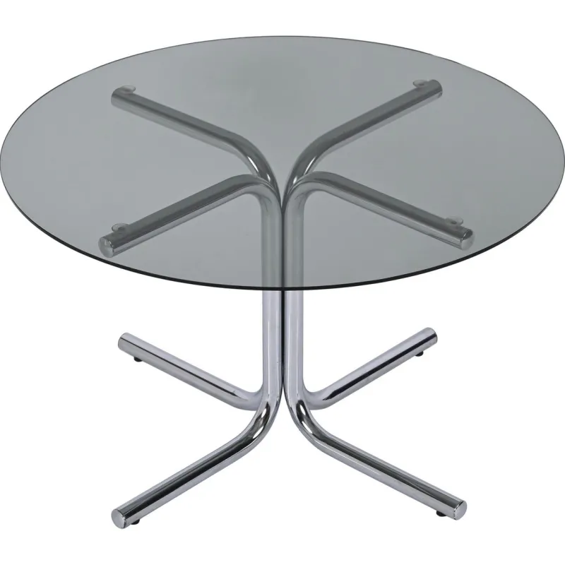 Pamono Italian Chrome and Smoked Glass Round Coffee Table in the style of Giotto Stoppino, 1970s> Coffee & Side Tables