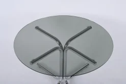 Pamono Italian Chrome and Smoked Glass Round Coffee Table in the style of Giotto Stoppino, 1970s><noscript><img width=