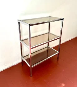 Pamono Italian Chrome and Smoked Glass Bookshelf, 1970s> Shelves & Wall Units