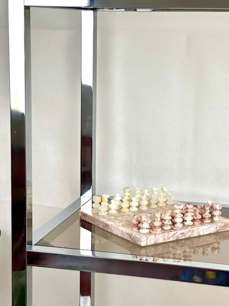 Pamono Italian Chrome and Smoked Glass Bookshelf, 1970s> Shelves & Wall Units