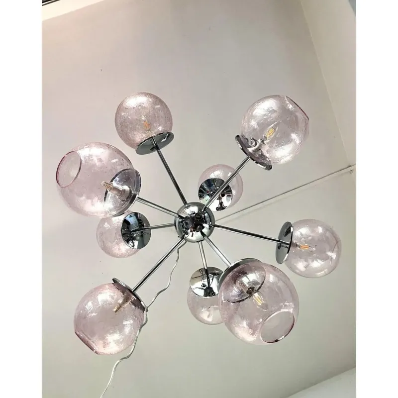Discount Pamono Italian Chromed Sputnik Chandelier in Pink by Simoeng