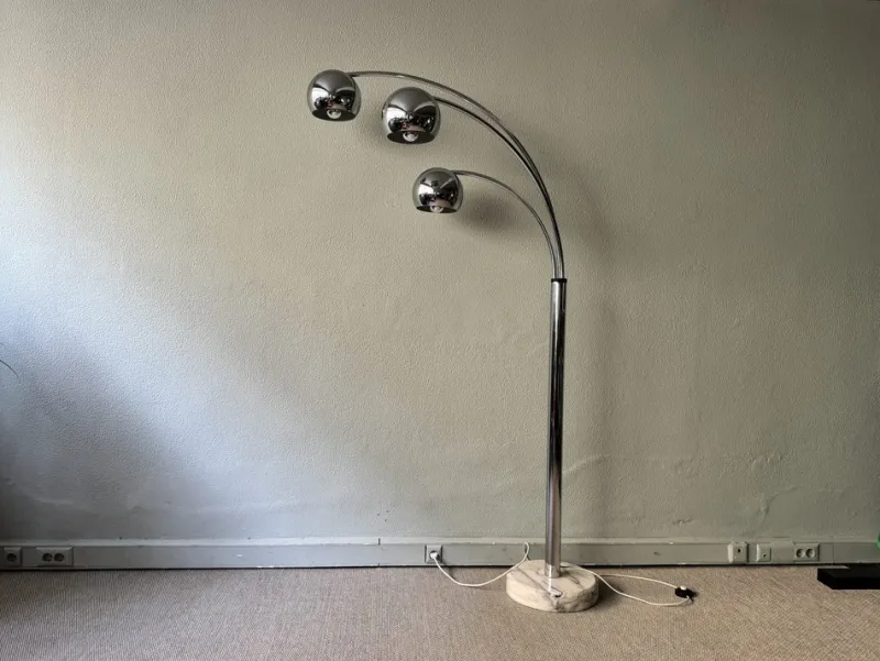 Pamono Italian Chromed Steel Floor Lamp with Three Arms attributed to Goffredo Reggiani, 1970s> Floor Lamps