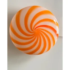 Pamono Italian Clear Amber Swirls Wall Sconce in Murano Glass by Simoeng> Wall Lights & Sconces|Wall Lights & Sconces