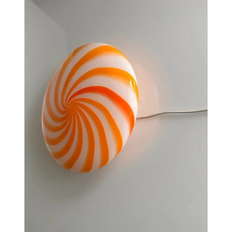 Pamono Italian Clear Amber Swirls Wall Sconce in Murano Glass by Simoeng> Wall Lights & Sconces|Wall Lights & Sconces