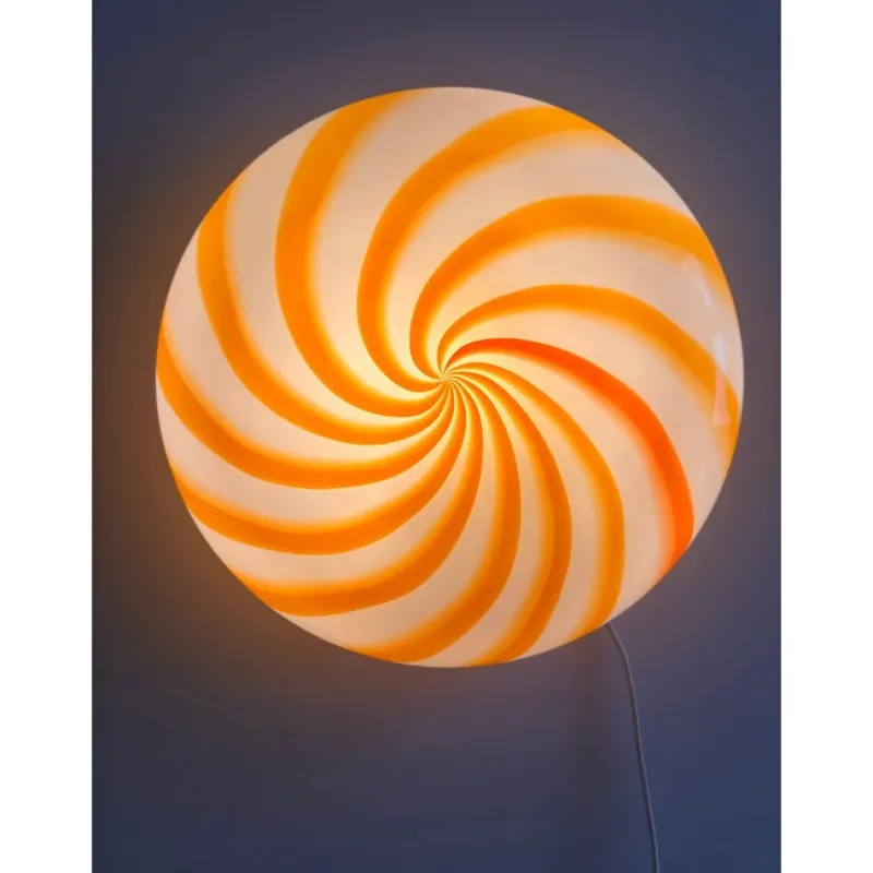 Pamono Italian Clear Amber Swirls Wall Sconce in Murano Glass by Simoeng> Wall Lights & Sconces|Wall Lights & Sconces