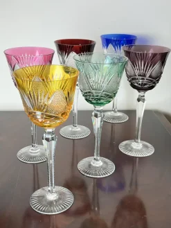 Pamono Italian Colored Crystal Glasses, 1950s, Set of 6