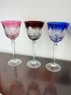 Pamono Italian Colored Crystal Glasses, 1950s, Set of 6