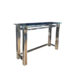 Hot Pamono Italian Console Table in Brass and Chrome, 1970s