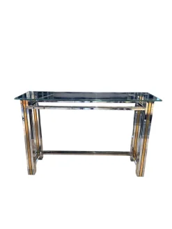 Hot Pamono Italian Console Table in Brass and Chrome, 1970s