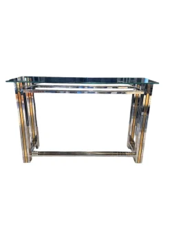 Hot Pamono Italian Console Table in Brass and Chrome, 1970s