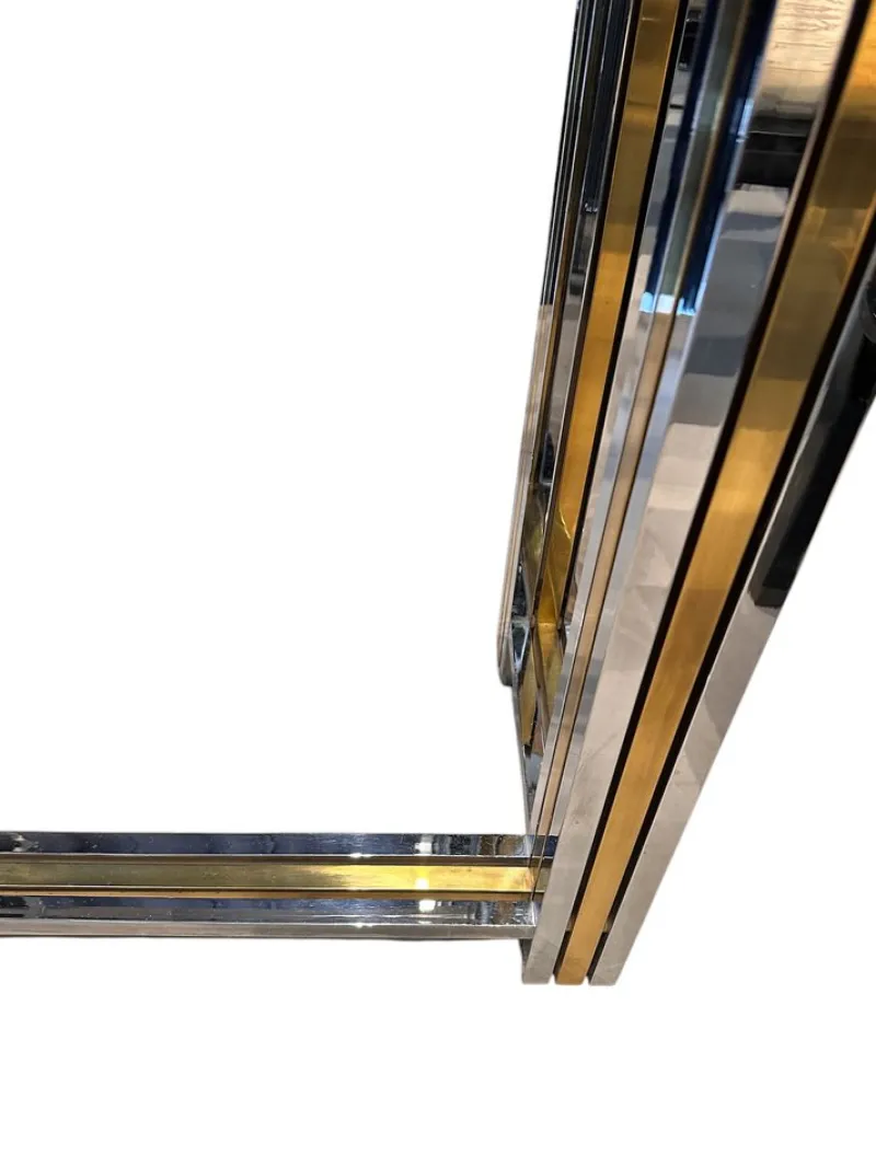 Hot Pamono Italian Console Table in Brass and Chrome, 1970s