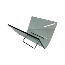 Pamono Italian Curved Glass and Metal Magazine Holder, 1980s> Magazine Racks