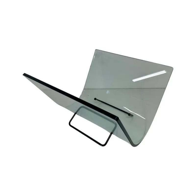 Pamono Italian Curved Glass and Metal Magazine Holder, 1980s> Magazine Racks