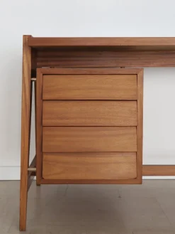 Pamono Italian Desk with Glass Top and Brass Details, 1950s><noscript><img width=