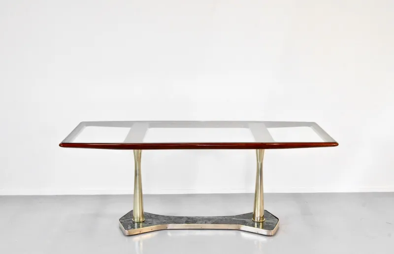 Pamono Italian Dining Table in Teak and Marble, 1960s> Dining Tables & Sets