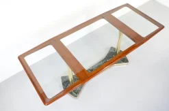 Pamono Italian Dining Table in Teak and Marble, 1960s><noscript><img width=