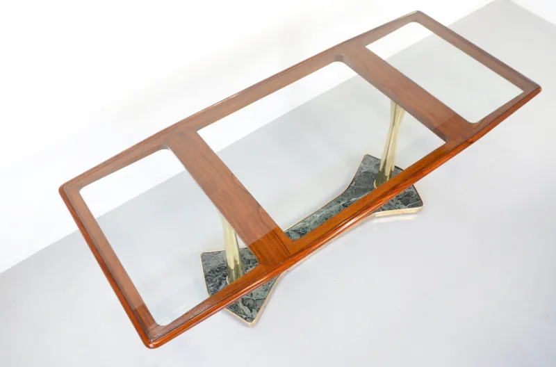 Pamono Italian Dining Table in Teak and Marble, 1960s> Dining Tables & Sets