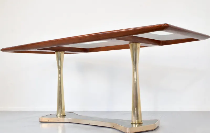 Pamono Italian Dining Table in Teak and Marble, 1960s> Dining Tables & Sets