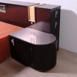 Pamono Italian Double Bed Headboard Equipped with Radio Lights and Bedside Tables, 1970s, Set of 3> Beds & Bedroom Sets