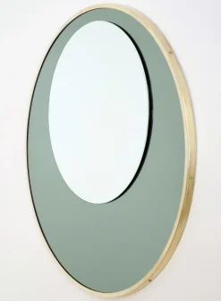 Pamono Italian Double Glass Wall Mirror with Brass Frame, 1970s><noscript><img width=