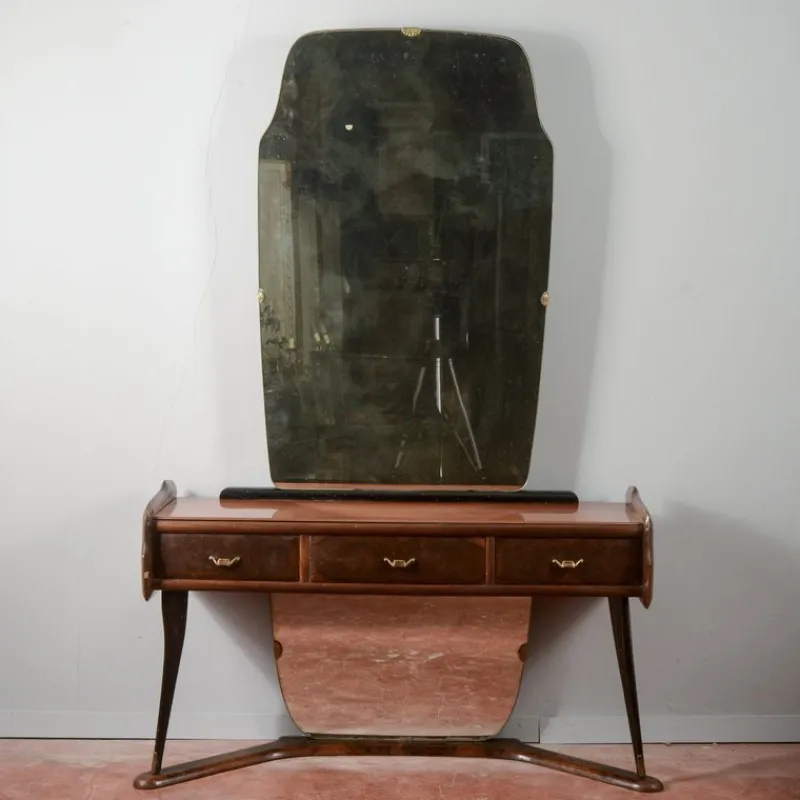 Online Pamono Italian Dressing Table with Wooden Mirror, 1960s