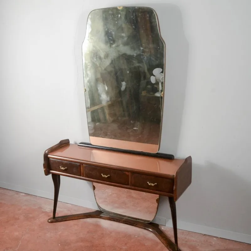 Online Pamono Italian Dressing Table with Wooden Mirror, 1960s